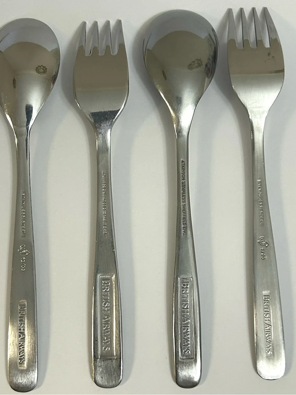 Vtg British Airways Atkinson & up Arrow Stainless Sheffield ENG Flatware Set